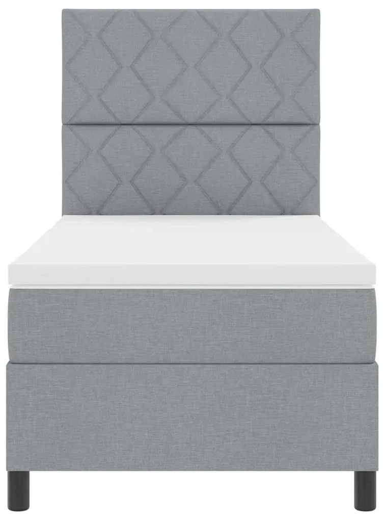 Cama Box Spring com Colchão Cinza Claro 100x200 cm Tecido