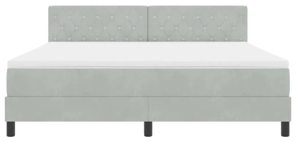 Cama Box Spring vidaXL com Colchão e Luz LED Cinzento Claro 180x200 cm