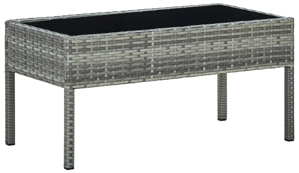 45905 vidaXL Mesa de jardim 75x40x37 vime PE cinzento
