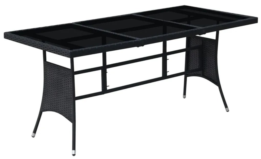 9 pcs conjunto jantar exterior com almofadões vime PE preto