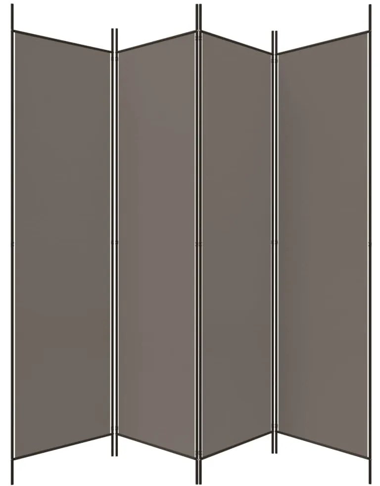 Biombo/divisória com 4 painéis 698x180 cm tecido antracite