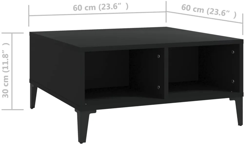 Mesa de centro 60x60x30 cm contraplacado preto