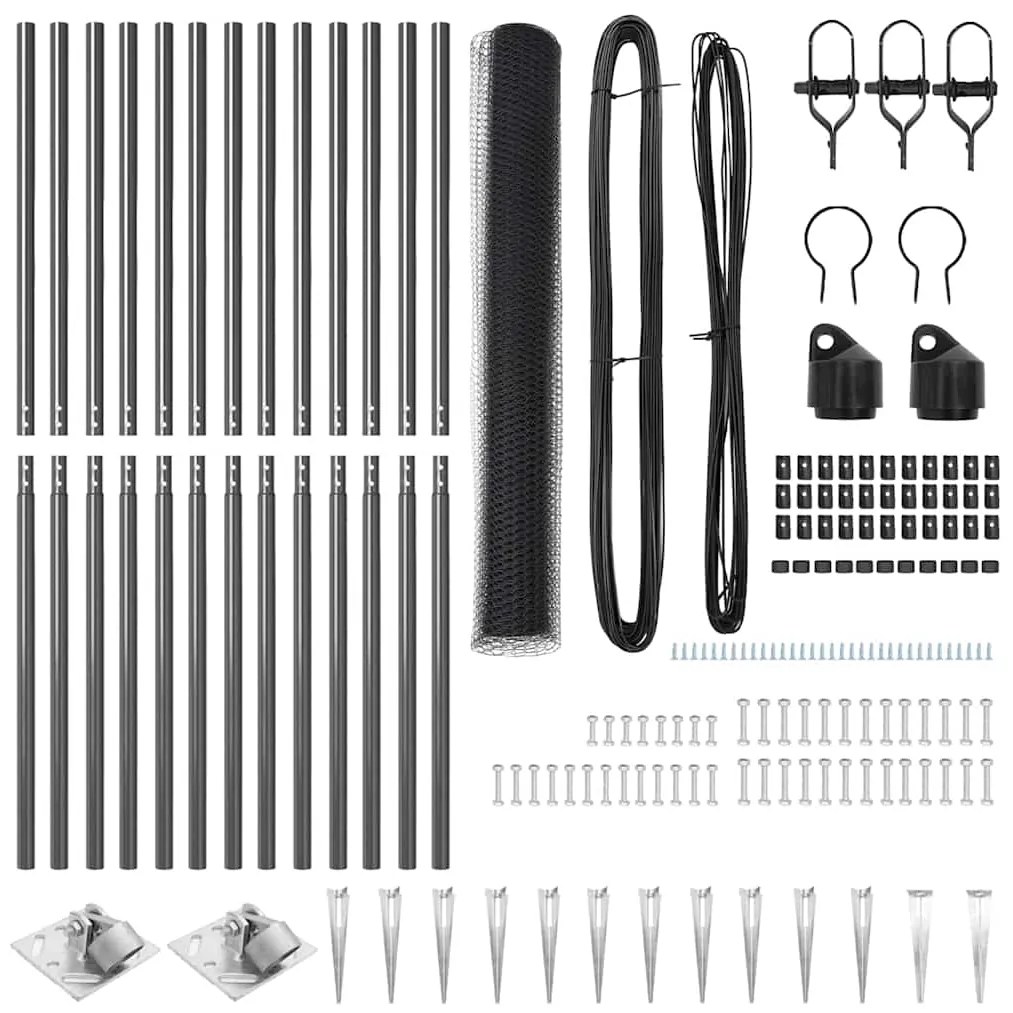Conjunto de Cercas Conjunto de 2 Cinza Aço, PVC 25 x 1,2 m