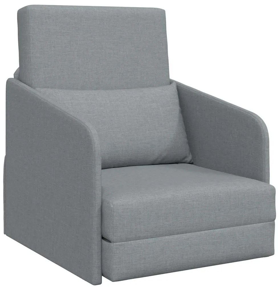 Sofá Cama de Chão 2-em-1 Cinza Claro 65x80x83 cm Tecido