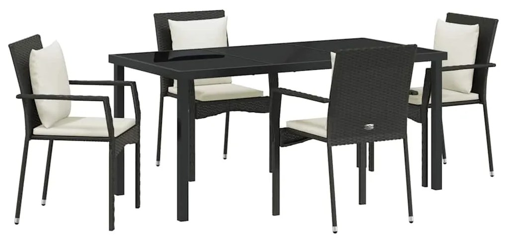 Conjunto de Jantar para Jardim 5 pcs Preto 160 x 80 x 73 cm