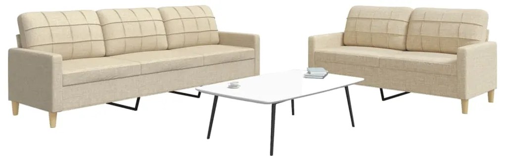 2 pcs conjunto de sofás tecido cor creme