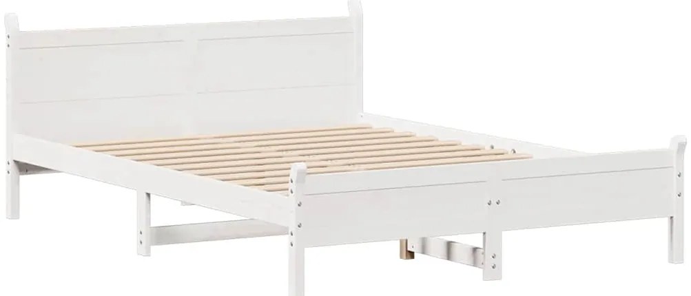 Cama sem colchão 135x190 cm madeira de pinho maciça branco