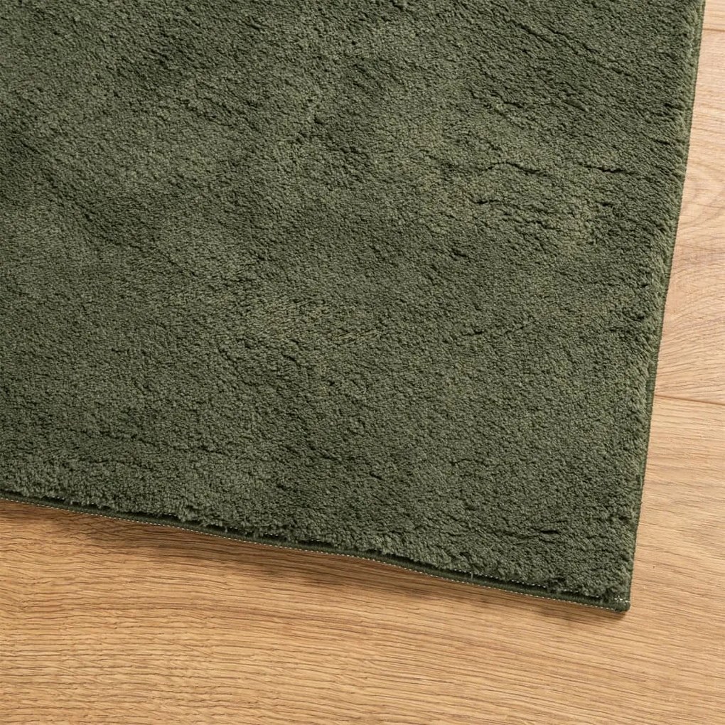 Tapete pelo curto macio lavável HUARTE 100x200cm verde-floresta