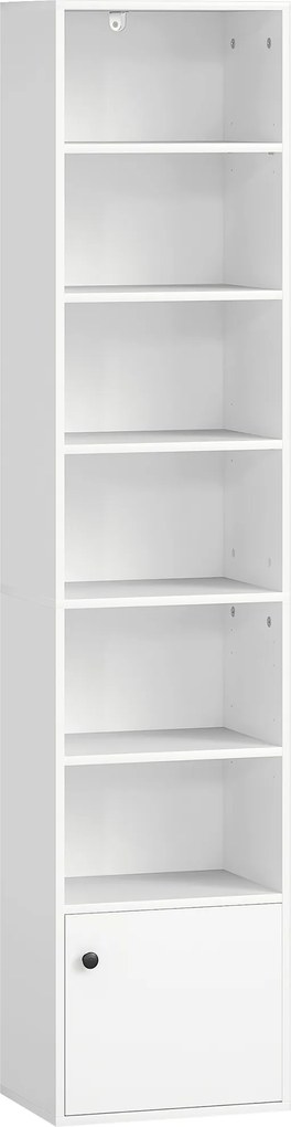 Estante de 7 Níveis Estante para Livros com Prateleiras Ajustáveis e Armário Estante Moderna 40x30x180 cm Branco