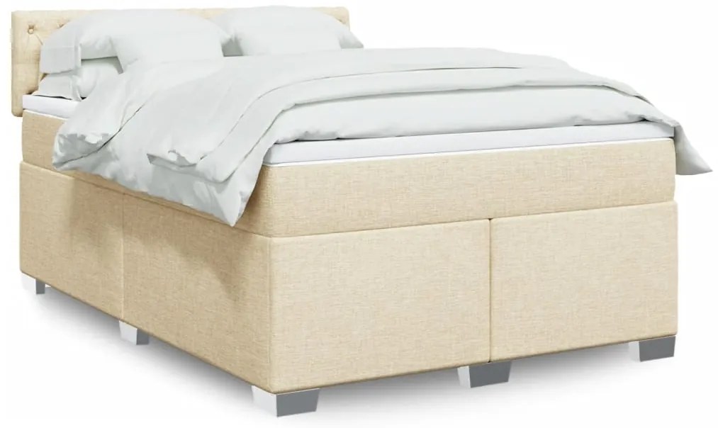 Cama com molas/colchão 140x190 cm tecido cor creme