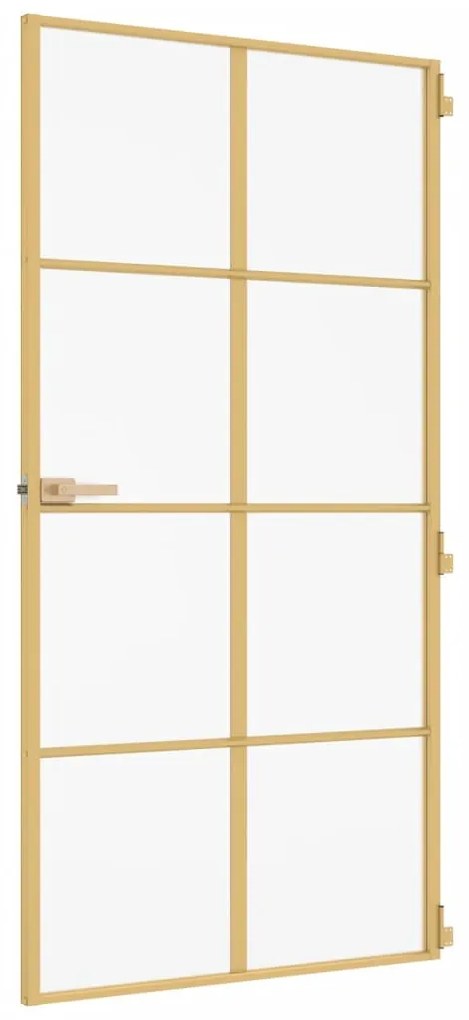 Porta interior 102,5x201,5 cm vidro temperado/alumínio dourado