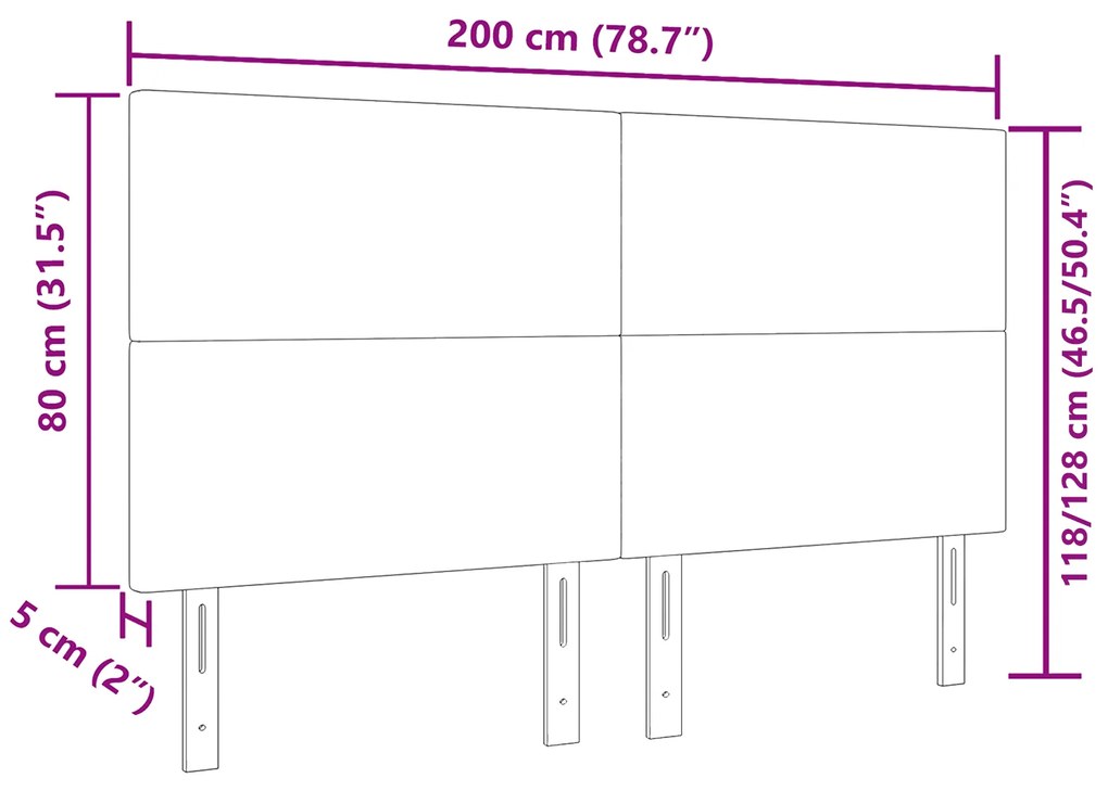 Cabeceira LED vidaXL Creme 100 cm em Tecido Corduroy