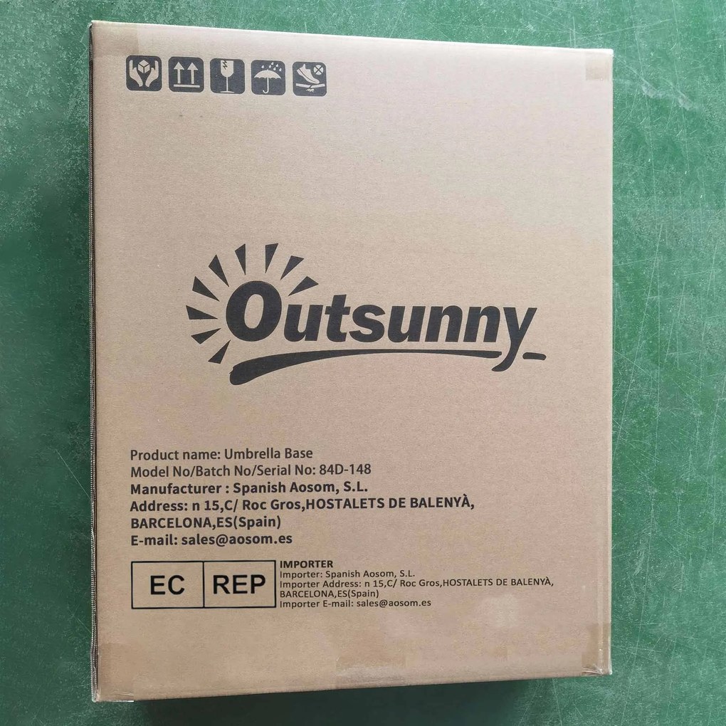 Base de Chapéu de Sol com 2 Rodas Preenchível com Água 60kg Areia 68kg