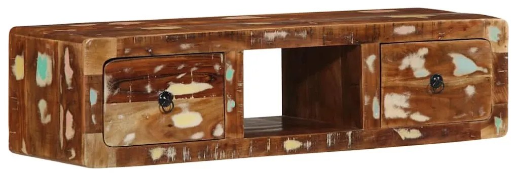 Armário de TV para parede 100x32x25cm madeira recuperada maciça