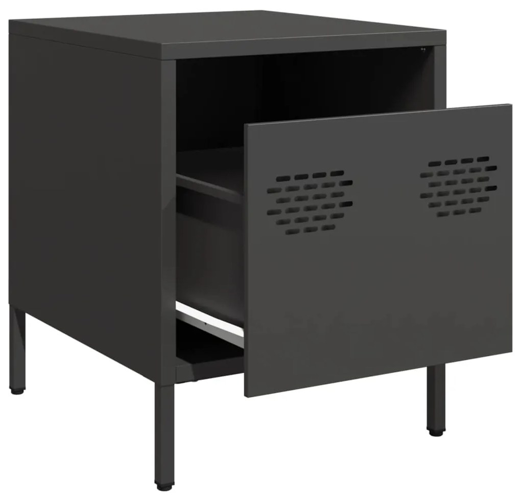 Mesas de cabeceira 2 pcs 35x39x43,5 cm aço preto