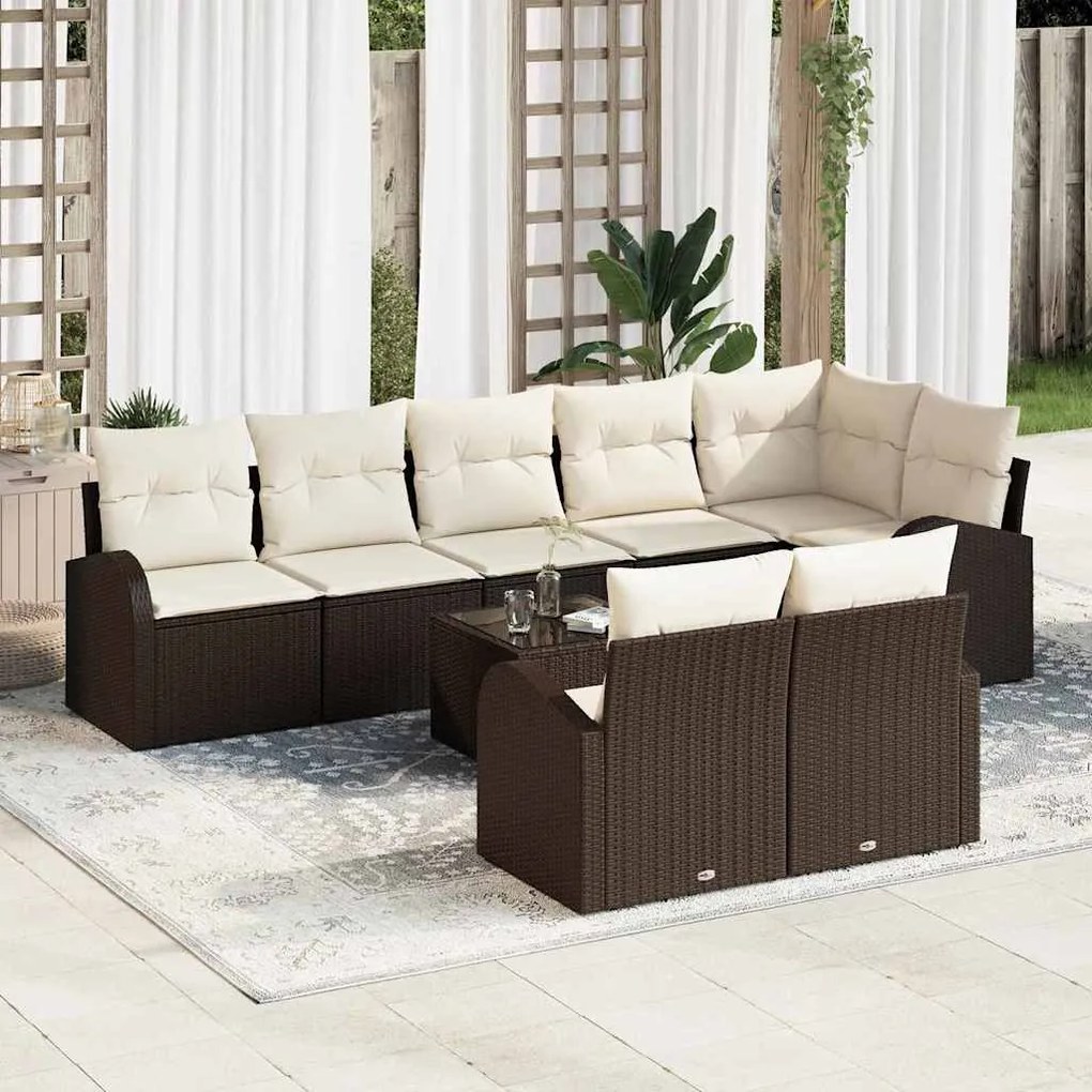 vidaXL Conjunto de Sofá de Jardim Marrom e Creme 55 x 55 x 37 cm