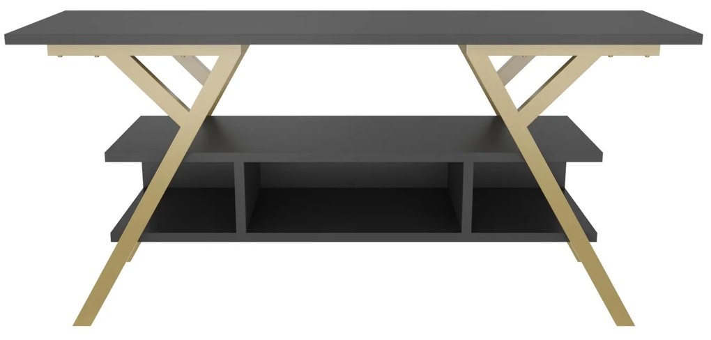 Móvel TV Minerva – Dourado e Antracite – 120x35x55 cm