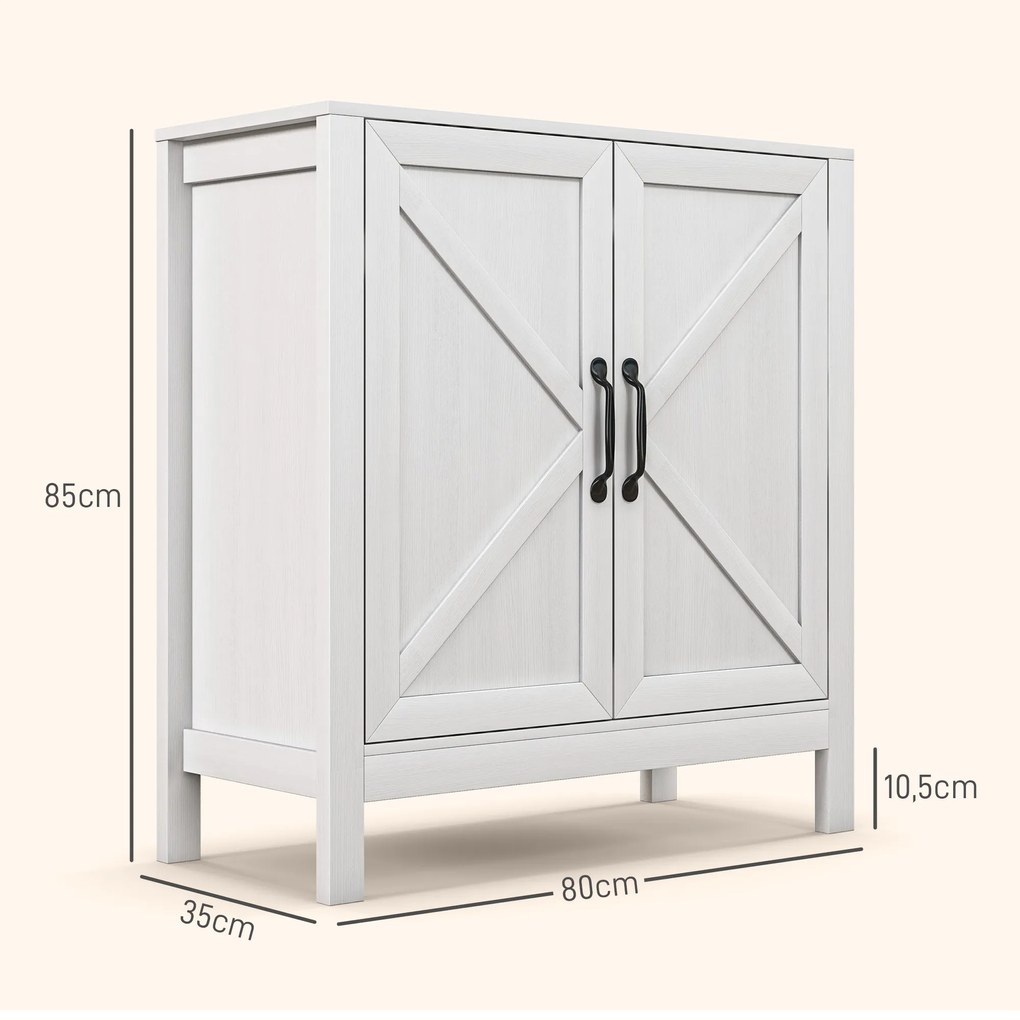 Aparador para Sala de Estar Moderno Móvel Sala de Estar com Prateleira Ajustável Aparador Cozinha 80x35x85 cm Branco