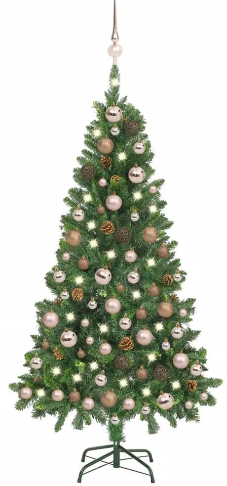 3077844 vidaXL Árvore de Natal artificial com luzes LED/bolas/pinhas 150 cm