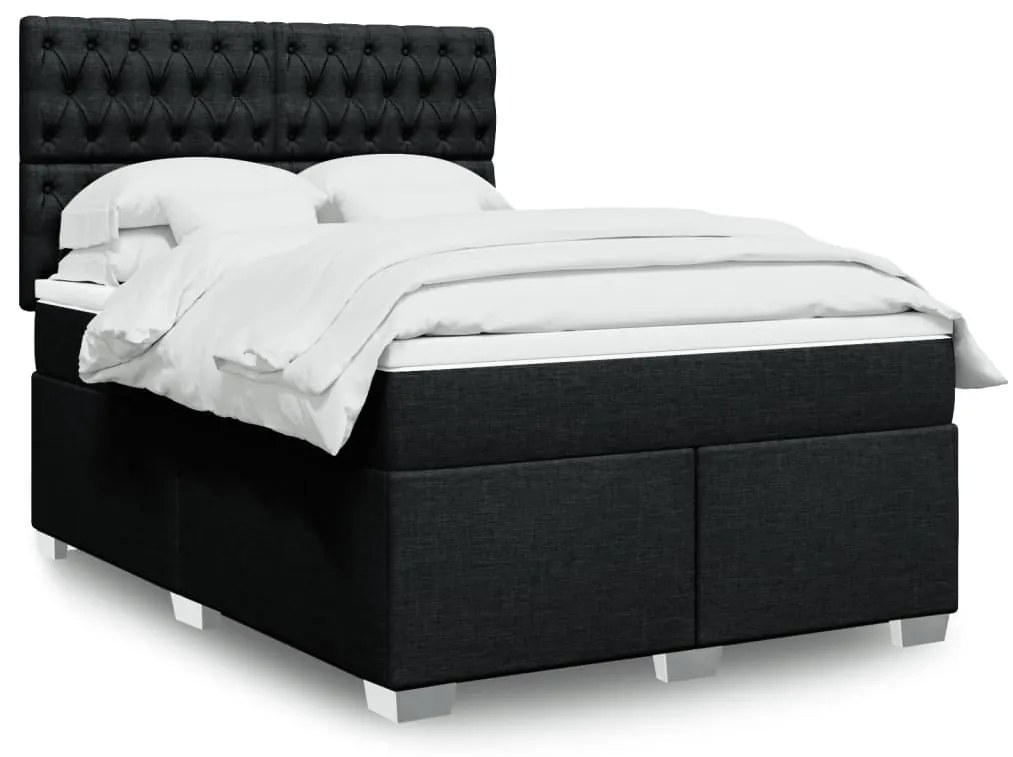 Cama com molas/colchão 140x200 cm tecido preto