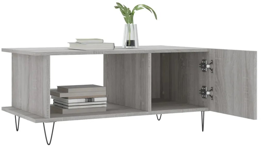 Mesa de centro 90x50x40 cm derivados de madeira cinzento sonoma