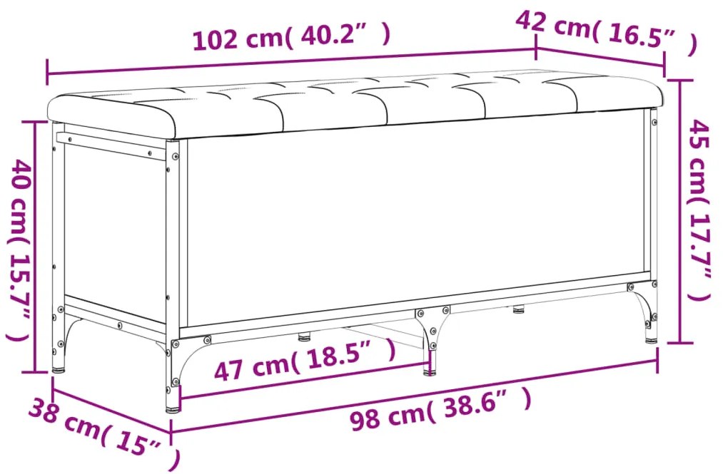 Banco arrumação 102x42x45 cm derivados madeira carvalho sonoma