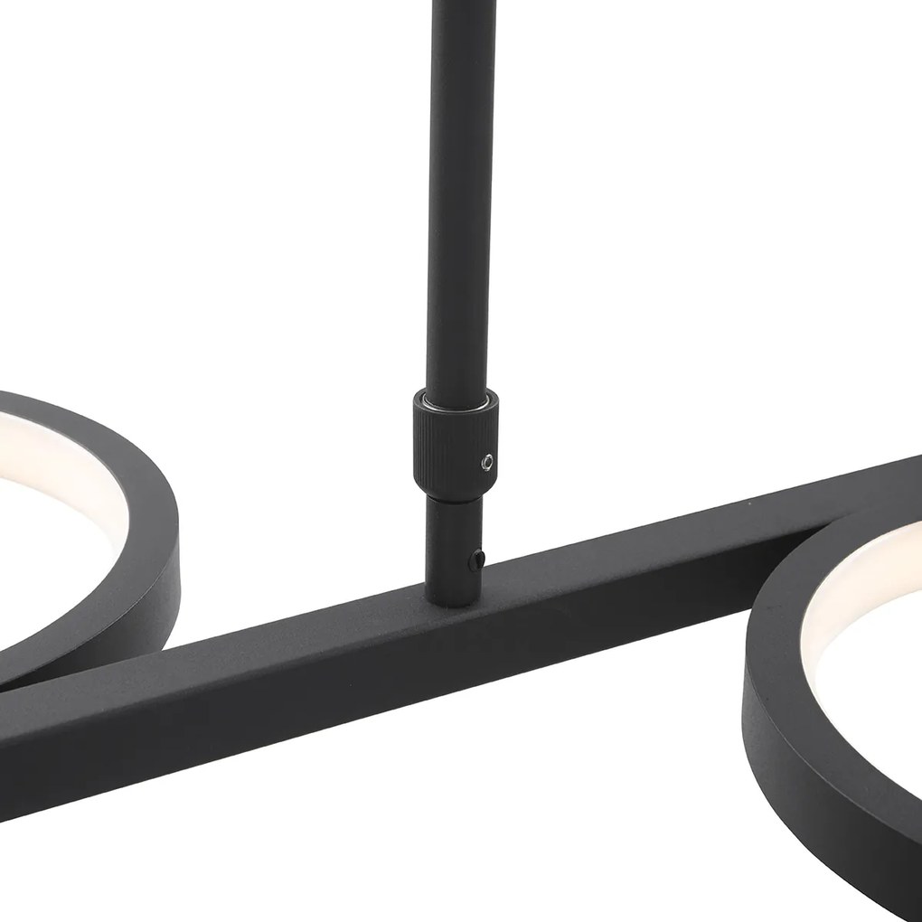 Candeeiro de suspensão moderno preto com LED regulável em 3 níveis 3 luzes - Vivé Moderno