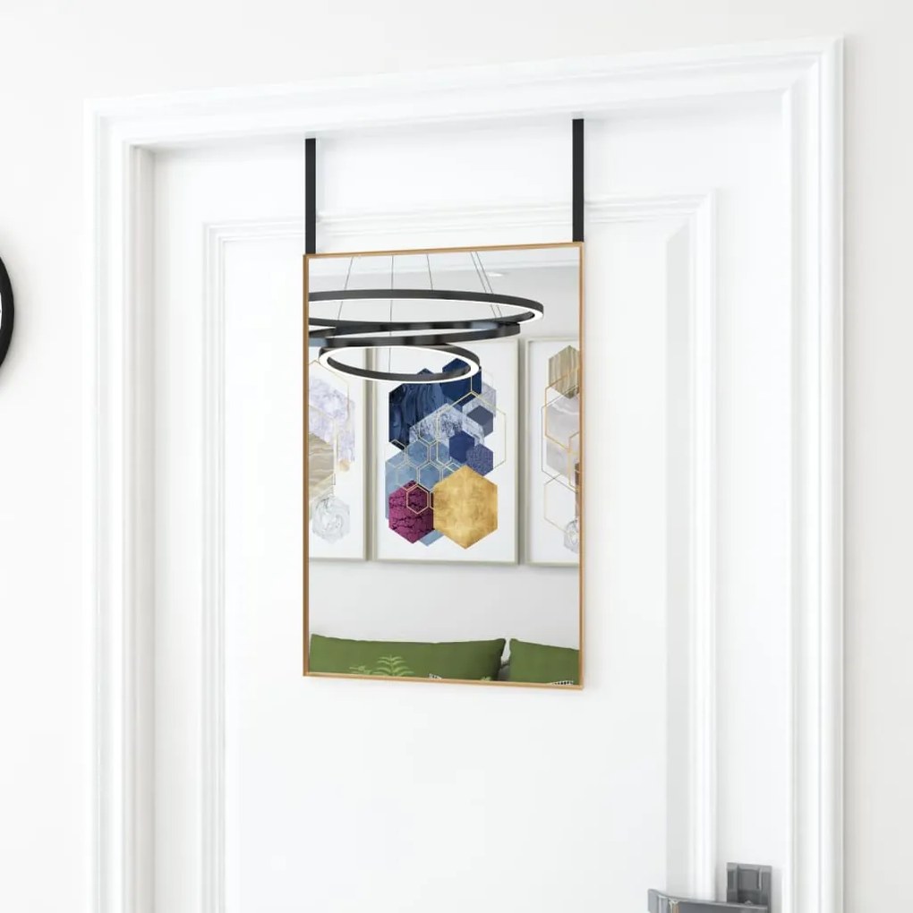 Espelho para porta 40x60 cm vidro e alumínio dourado