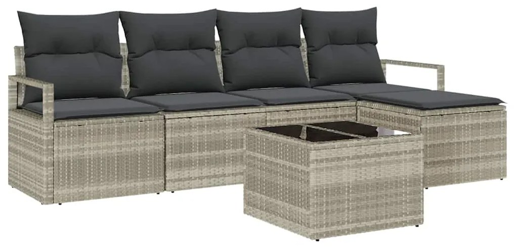 Sofá de Jardim de 6 Peças com Almofadas em Rattan Sintético Cinza