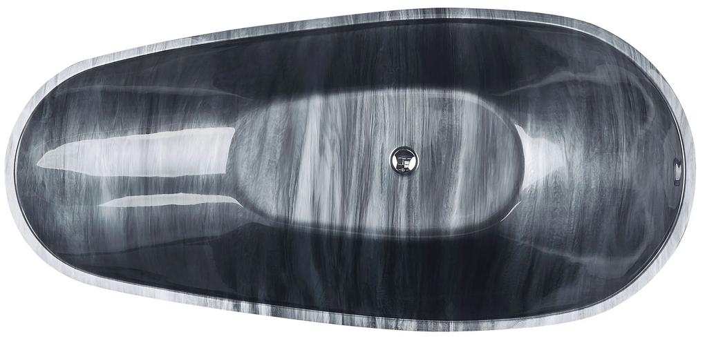 Banheira autónoma em acrílico preto com efeito de mármore 170 x 80 cm RIOJA Beliani