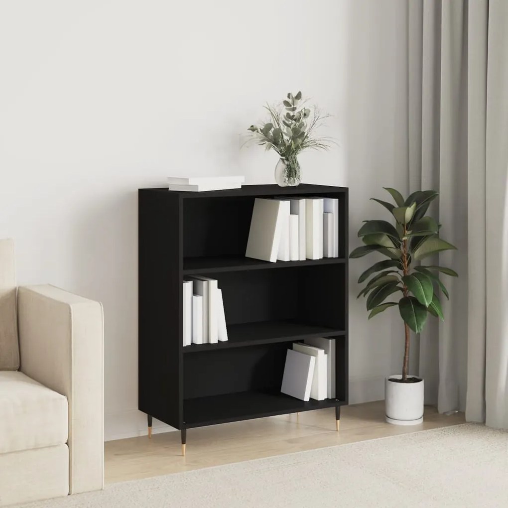 vidaXL Estante 69,5x32,5x90 cm derivados de madeira preto