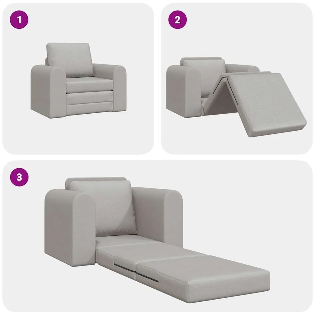 Sofá-Cama de Chão 2-em-1 Cinzento Nuvem 98x71x83 cm Tecido