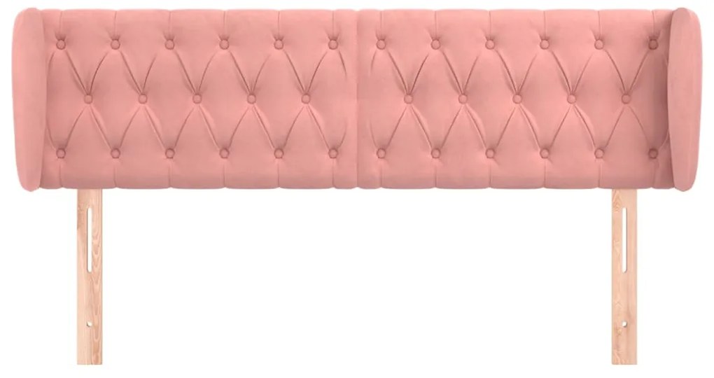 Cabeceira de cama c/ abas veludo 147x23x78/88 cm rosa