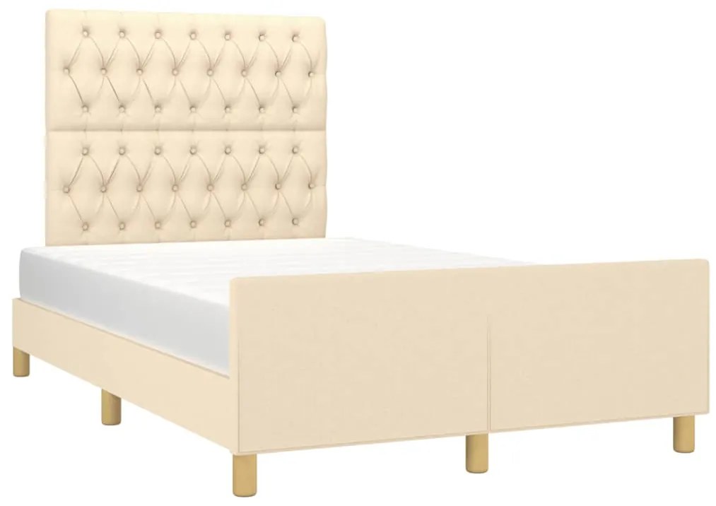 Estrutura de cama sem colchão 120x200 cm tecido cor creme