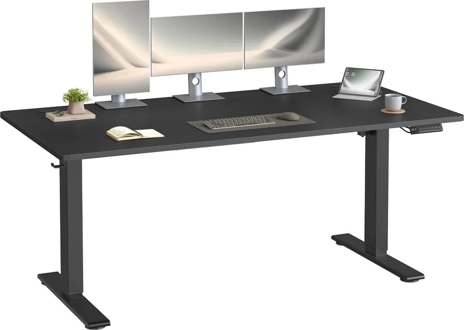 Secretária elétrica com regulação elétrica da altura, 160 x 80 x (72-120) cm, com porta USB-C Preto