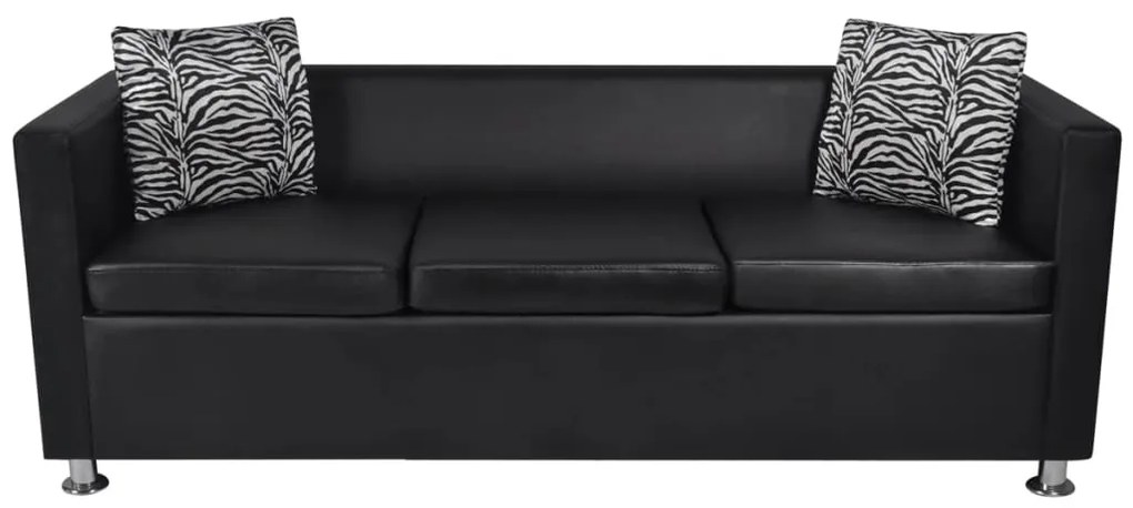 Conjunto sofás de 2 e 3 lugares + poltrona couro artific. preto