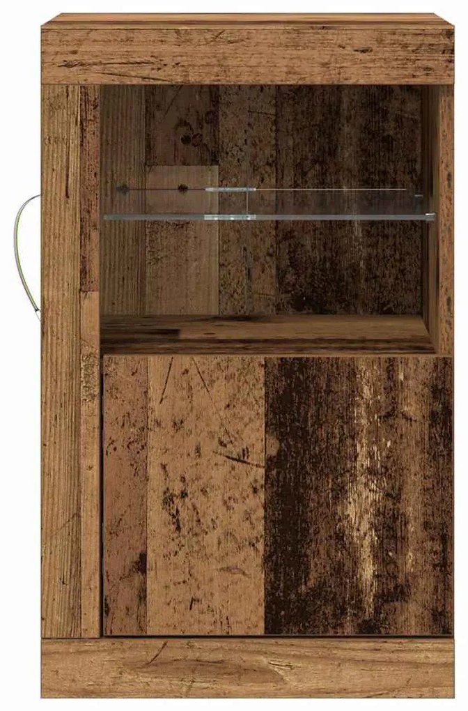 Armários Laterais com Luzes LED 2 pcs Madeira Velha 41x37x67 cm