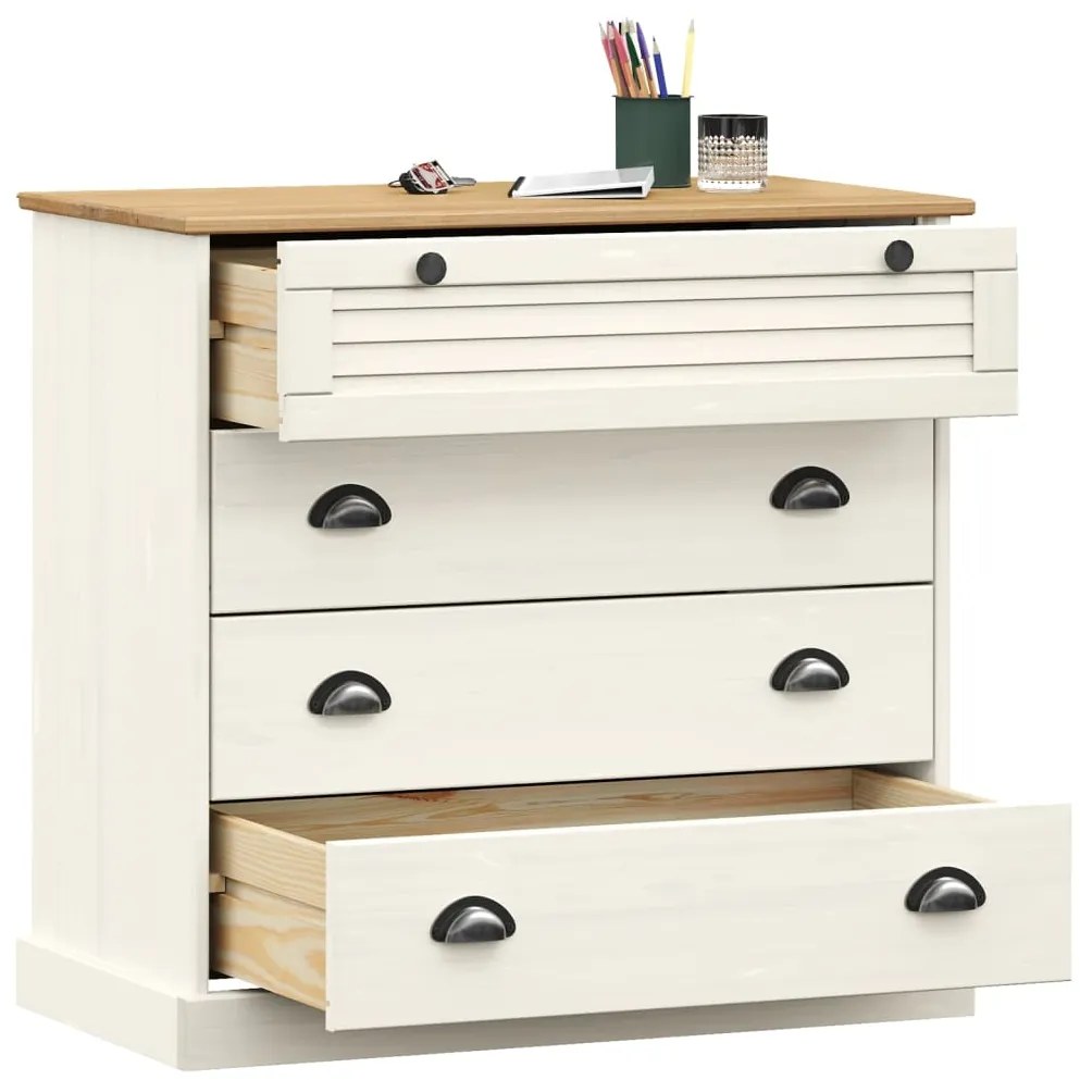 Armário com gavetas VIGO 80x40x76 cm pinho maciço branco