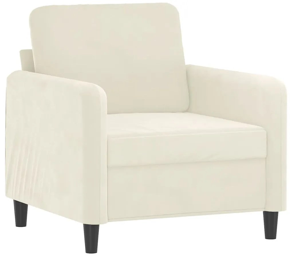 3 pcs conjunto de sofás veludo cor creme
