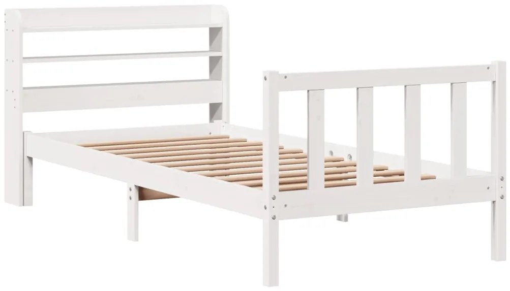 Cama sem colchão 100x200 cm madeira de pinho maciça branco