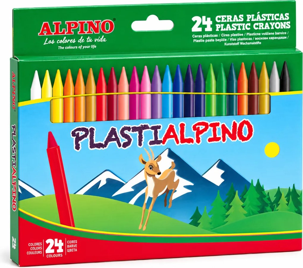 Lápis de Cera Alpino Plastialpino – Caixa de 24 Cores