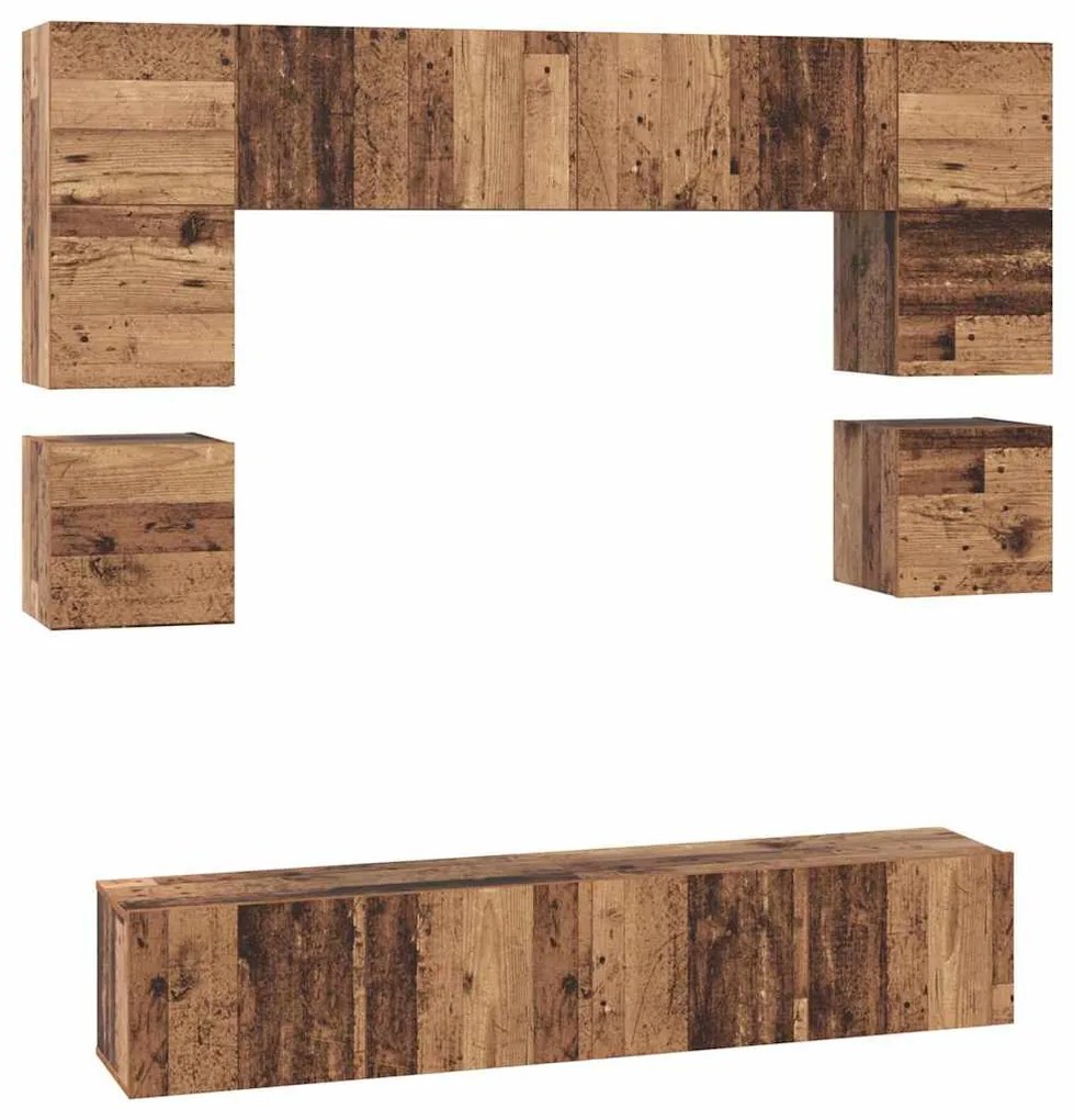 Conjunto de móvel de TV 8 pcs Madeira antiga 80 x 30 x 30 cm
