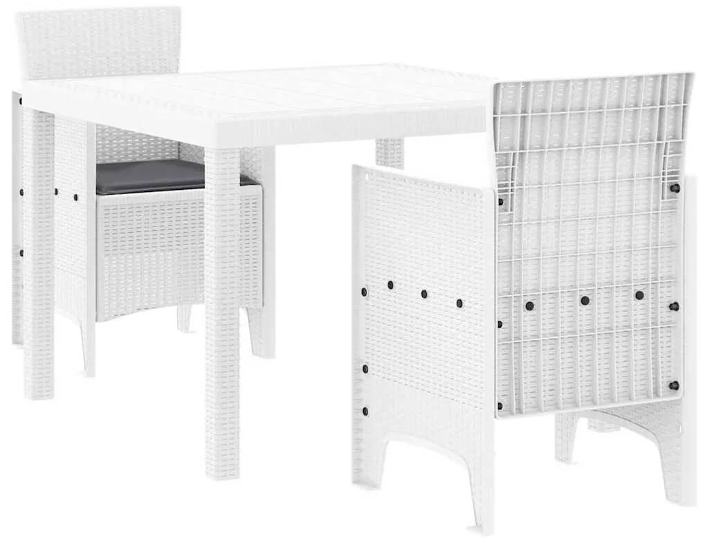 Conjunto de Jantar de Jardim 3 pcs Branco 100 x 100 x 73 cm
