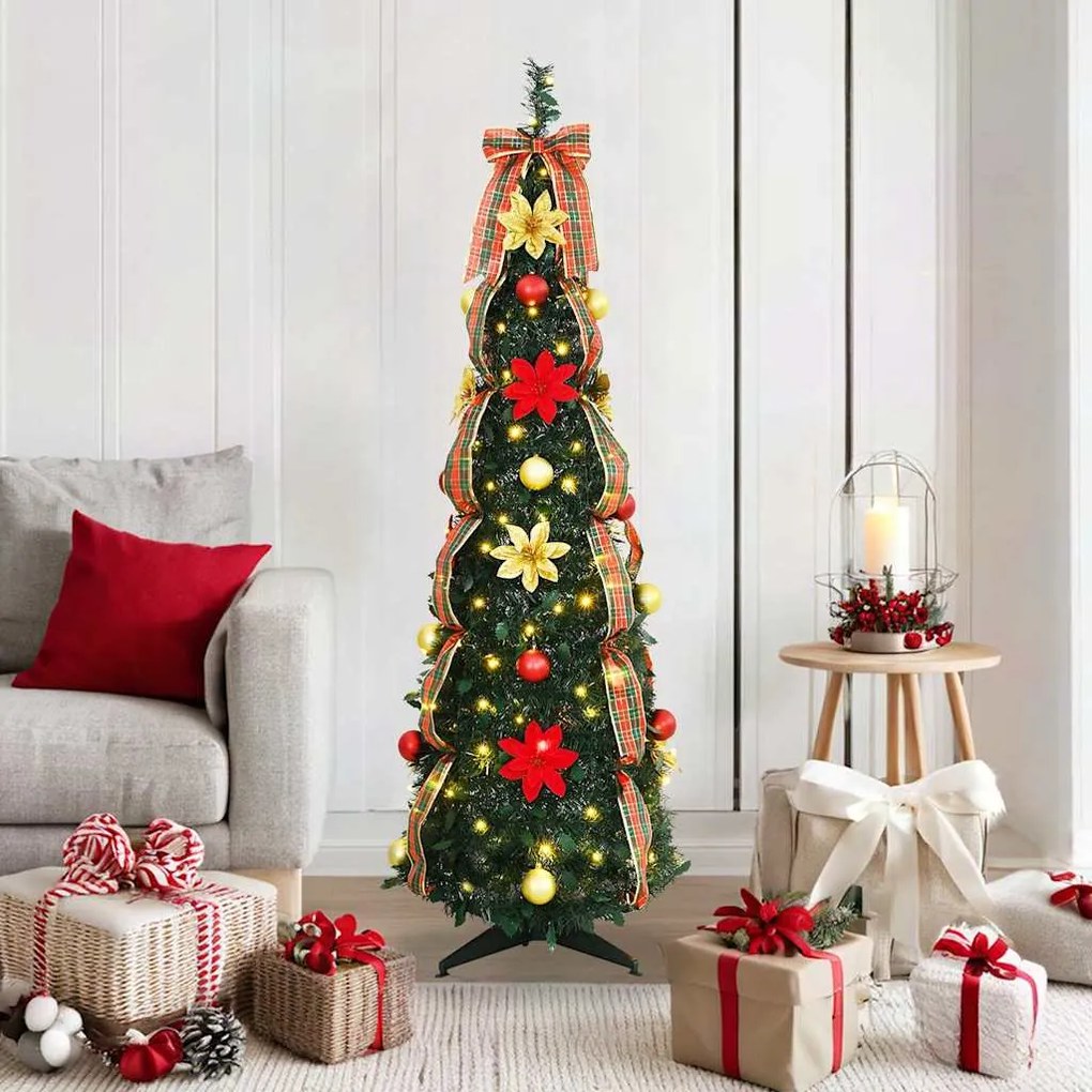 vidaXL Árvore de Natal Artificial com 100 LEDs Verde 150 cm PVC