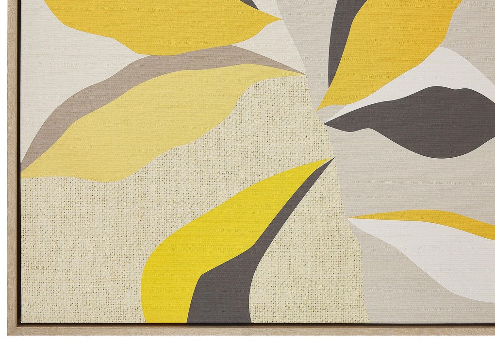 Quadro com motivo de folhas 63 x 93 cm creme e amarelo FICUZZA Beliani