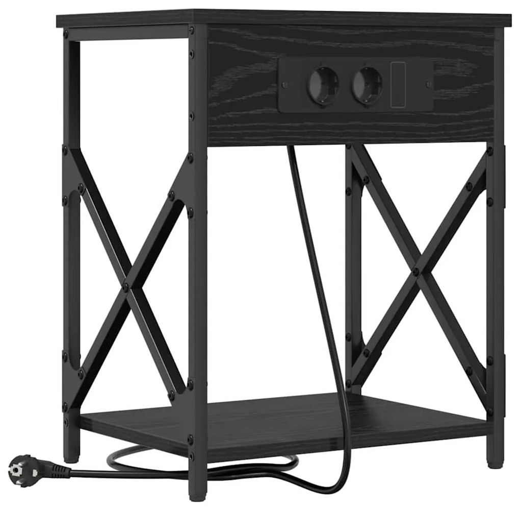 Armário de Cabeceira 2 pcs Carvalho preto 41 x 31 x 51 cm