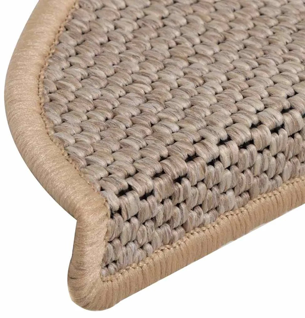 Tapetes escada adesivos aspeto sisal 30pcs 56x17x3cm bege-claro