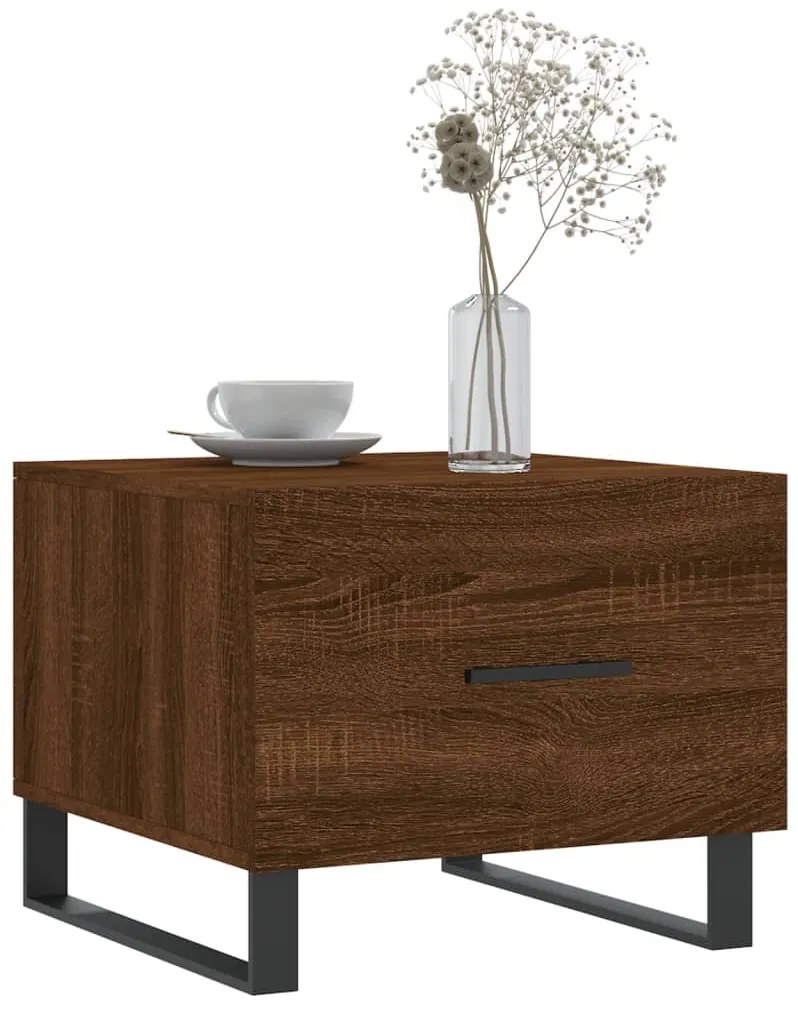 Mesa centro 2 pcs 50x50x40 cm madeira proc. carvalho castanho