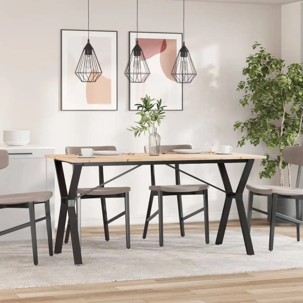 Mesa de jantar estrutura em Y 160x80x75cm pinho e aço