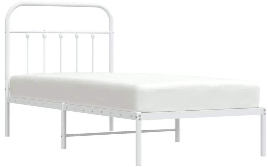 Estrutura de cama com cabeceira 90x200 cm metal branco